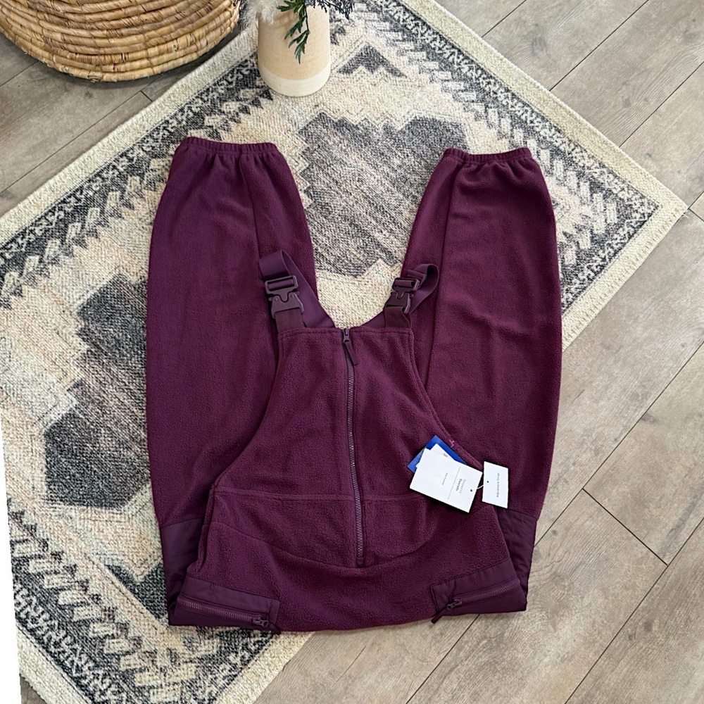 New Joy Lab Women’s High-Pile Fleece Overalls Plum Size XXS by JoyLab